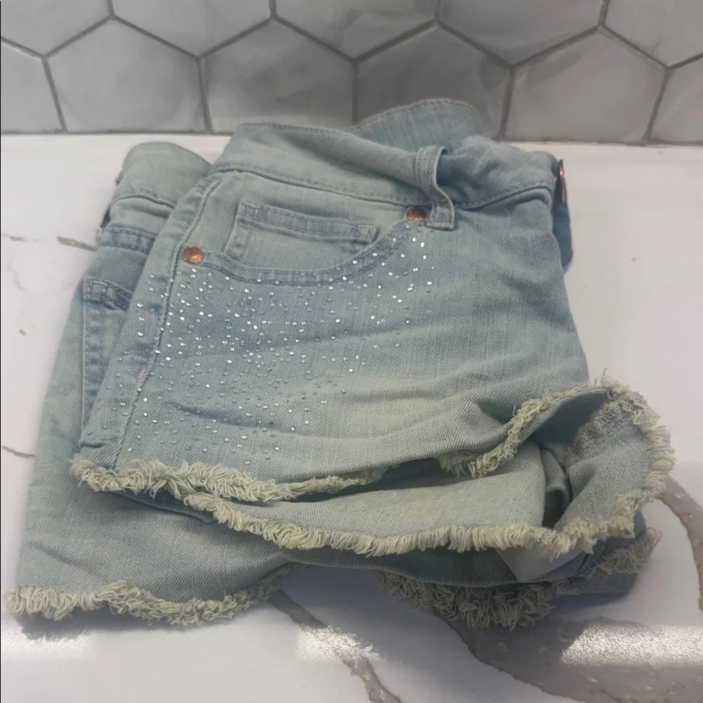 Decree‎ Sky Blue Frayed Jean Shorts